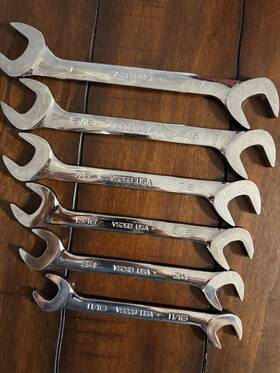Snap-on Vs60b Vs52b Vs48b Vs22b Snap-on Tools 16pc Sae Four-way Angle Head Open-end Wrench Set 11/16 Inch 1 1/2 Usa