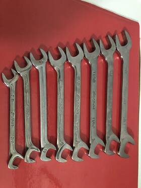 Vs807a Snap-on Tools Sae 4 Way Angle Open End Wrench Set 8 Pieces 3/8-3/4 7/8