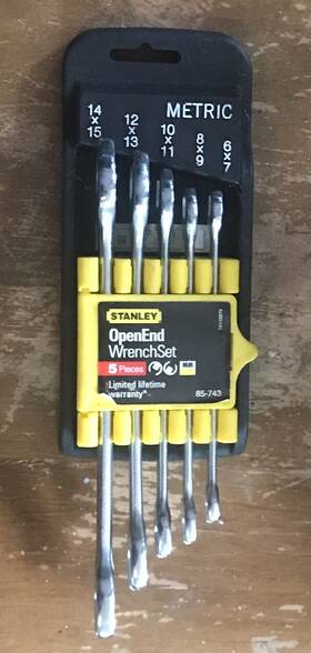 85-743 Stanley 5 Piece Metric Open End Wrench Set 6-15mm Excellent Condition