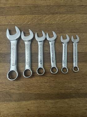 87-601 Stanley Lot Of Professional Stubby Combination Wrench 3/4 5/8 9/16 1/2 7/16 3/8