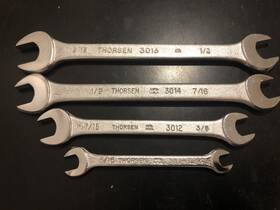 3008-3016 Thorsen 4 Vintage Open End Wrench Set 1/4 Inch To 9/16 - #3008-3016 Usa Made