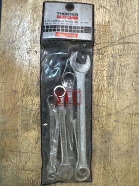 34056 Thorsen Vintage 6 Piece Sae Combination Wrench Set No. In Original Holder