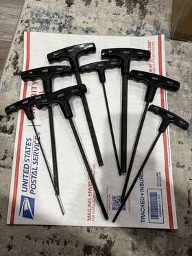 79224 Vaco Vtg 8 Pc Tools Allen Wrench T-handle Black Made In Usa