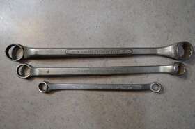 Wbh1618 Vlchek Barcalo And Riverside Vintage 3pc 12pt Double Box End Wrench Set Usa