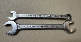 Wbe14-w1922 Vlchek Vintage Wbe14 And W1922 Combination Open End Wrench 7/16 11/16 19/32 Usa