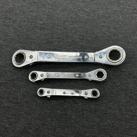 Rbo-810 Vulcan Tools Vintage 3pc Sae Ratcheting Box Wrench Rmo Made In Usa