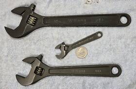 Ab-10x Williams Vintage Usa Adjustable Wrench Set 3pc Lot 10 Inch 8 And 4 Black Oxide
