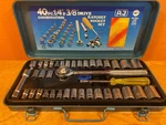 Vintage Aj Tools 40-PC Ratchet/socket Set, 1/4" & 3/8" Dr, 6-PT, Sae/mm, Taiwan. Fixed Price $18.00.