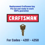 4201-4250. New Key For Craftsman Tool Box Locks. Pre Cut Code Ready Work.. Fixed Price $7.00.