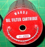 Vintage Oil Filter Cartridge 61-8711 Montgomery Wards Red Metal Housing Nos Usa. Fixed Price $16.95.