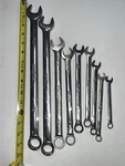 Snap-on Sae 9-PIECE Combination Wrench Set Chrome Finish Silver. Fixed Price $150.00.