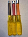Snap-on 114 (7/16"), ND116 (1/2"), ND118 (9/16") Amber Handle Nut Drivers Usa. Fixed Price $25.00.