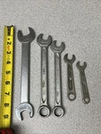 Vintage Indestro Combination Wrench Lot- 7/8, 3/4, 11/16, 5/8, 1/2, 7/16, 5/16. Fixed Price $24.95.