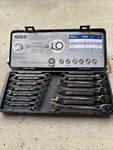 Matco Tools 12PC Metric Combination Ratcheting Wrench Set 8-19MM. Fixed Price $325.00.