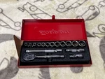 Snap-on 1/4" Drive Ratchet 6PT Metric Socket Set Wrench Extensions Red Metal Box. Fixed Price $219.00.