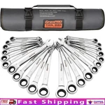 Ratcheting Wrench Set 22 Pc Metric Sae Chrome Vanadium Steel Organizer Tools New. Fixed Price $95.74.