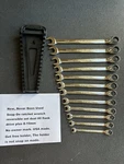 Snap-on Tools Ratcheting Wrench Set Flank Drive Plus Reversible Metric 8-19MM. Fixed Price $550.00.