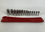 Snap On Pcs 3/8" Drive 6 Point Sae Flank Xtra Deep Socket Set 214YSFSY. Fixed Price $249.99.