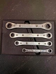Vintage 4 Piece Snap On Metric Ratcheting Wrench Set. Fixed Price $150.00.