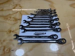 Snap-on Tools Used 14PC Metric Master Reversible Ratcheting Combo Wrench Set. Fixed Price $599.95.