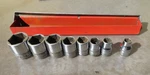 Snap-on Tools 7 Pc Sae Chrome Shallow Socket Set 3/8" Drive 6 Pt. Kta 230. Fixed Price $69.99.