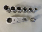Rare Snap On Wa 28 7/8 Pass Through Ratchet & Sae Socket Set 1/2" Adapter. Fixed Price $100.00.