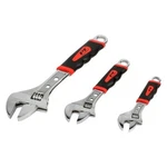 3-PIECE 6" To 12" Oal Full Polished Multi Material Handle Adjustable Wrench Set. Fixed Price $36.10.