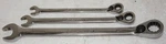 Snap-on Ratcheting Wrenches SOEXRM9, SOEXRM11, SOEXRM16 (3 Pieces). Fixed Price $114.99.
