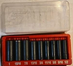 Snap-on Pc. 1/2" Drive 6 Pt. Sae Flank Deep Impact Socket Set 309SIMYA. Fixed Price $195.00.