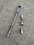 Snap-on Tools Pass Through Flex Head Ratchet Alignment WA28FL W/ 3 Sockets. Fixed Price $49.99.