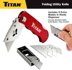 Titan 11015 Folding Utility Knife Box Cutter W/ 5PC Blade Pack Red. Fixed Price $13.29.