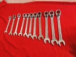 Blue Point BOERMF712 11 Pc Ratcheting Flex Head Combination Wrench Set 8-19MM. Fixed Price $150.00.