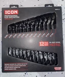 Icon Professional Flex Ratcheting/wrench Set Pc Metric 8-19MM WRFM-12 56427. Fixed Price $130.00.