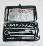 Vintage Champion 1/4" Drive 17 Pc Socket Wrench Set, Ratchet,breaker Bar Sae. Fixed Price $12.95.