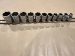 Snap On 11PC, Sae, Shallow, Socket Set, 3/8" Drive, 6 Point, Usa. Fixed Price $89.50.