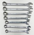 Mac Tools Cw Sae Combination Open End 12 Pt. Wrench Set 7 Pc Chrome 3/8 - 3/4". Fixed Price $130.00.