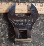 (RI4) Snap-on SCO34 1/2" Drive 1-1/16" Open-end Crowfoot Wrench. Fixed Price $29.99.