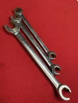 Snap On Tools RXS-18, 14, 12 Sae 9/16, 7/16, 3/8 6PT Open End/line Wrenches 3PCS. Fixed Price $44.95.