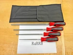 Snap-on Tools Usa New Red 4 Piece Soft Grip Round File Set SGHBF200A W/ Holder. Fixed Price $279.95.