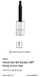 Proto 4990-4M Socket Allen 4MM 3/8 Drive. Fixed Price $14.00.