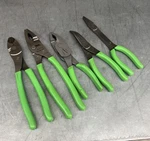 Snap On 5PC Green Soft Grip Plier Set 49ACF HLI38ACP 29ACF. Fixed Price $249.99.