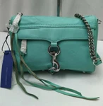 Rebecca Minkoff Mini Mac Green Mint Leather Stud Chain Links Strap Crossbody Bag. Fixed Price $80.75.