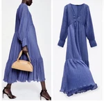 Zara Voluminous Long Maxi Dress Blue Lilac Lightweight Lined Sz. Xl $69. Fixed Price $39.99.