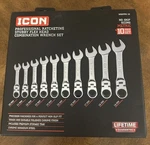 Icon WRSTFM-10 Metric Ratcheting Stubby Flex Head Combination Wrench Set. Fixed Price $95.00.