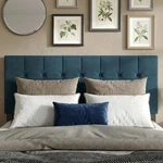 Denim Blue Tufted Upholstered Headboard With Curved Silhouette. Fixed Price $110.99.