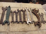 10 Old Wrench Tools, Ford Motor, Plomb, Kawasaki 14 17MM Metric, No. 253. Fixed Price $18.00.