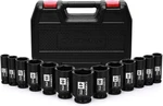 1/2 Drive Deep Big Socket Set, 13-PIECE Large Spindle Axle Nut Impact.... Fixed Price $62.96.