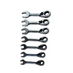 Blue-point 7 Piece Sae Stubby Combination Ratcheting Wrench Set. Fixed Price $134.99.
