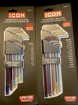 Icon Ball End L-shaped Hex Wrench Set Sae & Metric S2 Steel 26PC. Fixed Price $50.00.