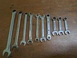 Snap On Tools Lot Of 10 Miscellaneous Wrenches Combo Ratchet Stubbies Sae. Fixed Price $100.00.